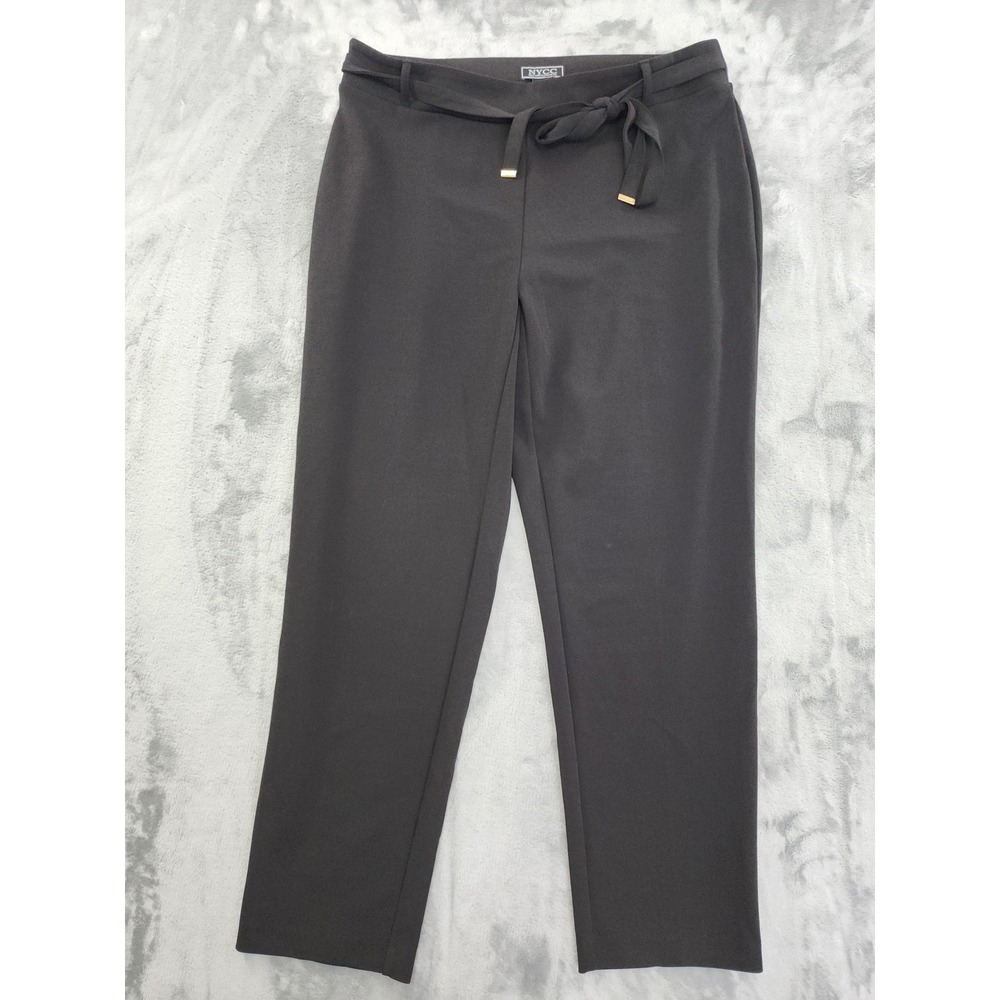 Vintage NYCC Pants Womens 16W Black Pull On Tie Waist Ankle Stretch Office‎ 90s